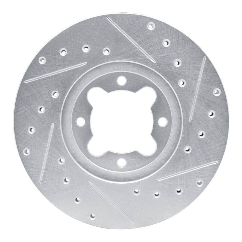 R1 82-85 Toyota Celica Front Left Drilled & Slotted Silver Brake Rotor