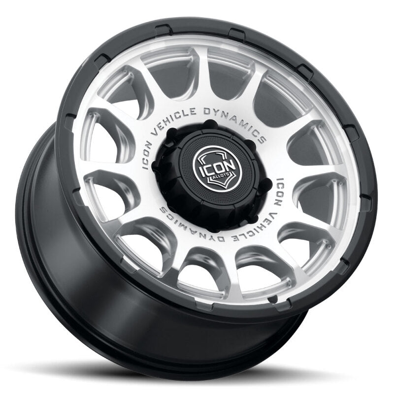 ICON Alloys Rancho 20x9 / 8x180 / 12mm / 5.5in BS Silver Machined w/ Gloss Black Lip Wheel