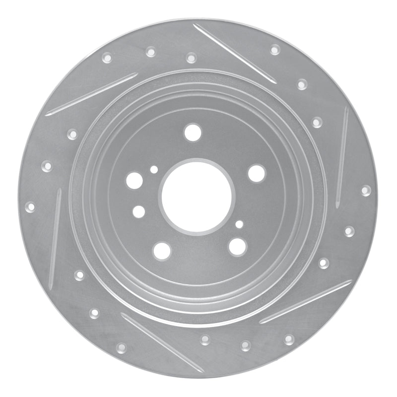 R1 09-15 Toyota Venza Rear Left Drilled & Slotted Silver Brake Rotor