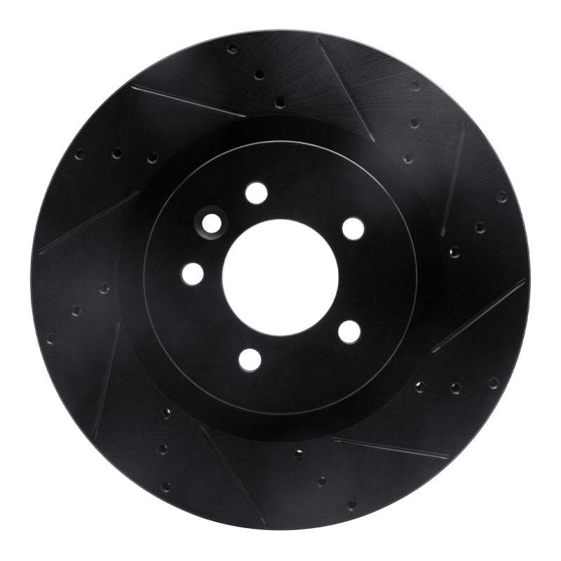 R1 06-17 Land Rover Discovery (Latin America) Front Right Drilled & Slotted Black Brake Rotor
