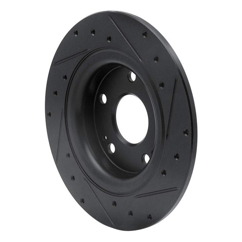 R1 17-20 Honda Civic Sedan Rear Left Drilled & Slotted Black Brake Rotor