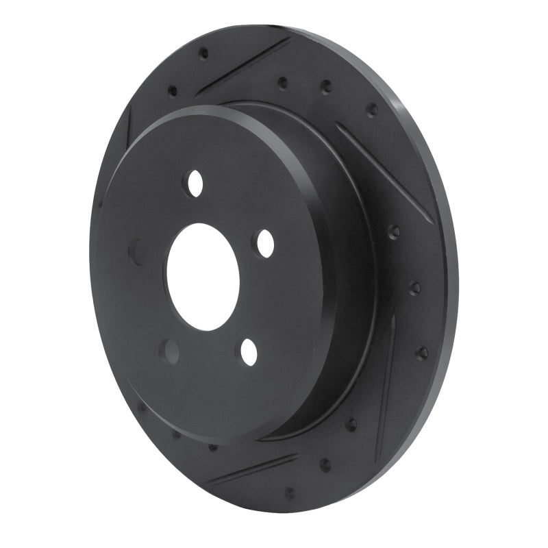 R1 03-10 Chrysler PT Cruiser Rear Left Drilled & Slotted Black Brake Rotor