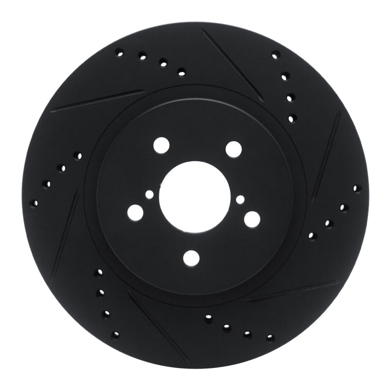 R1 17-23 Subaru Impreza Front Right Drilled & Slotted Black Brake Rotor