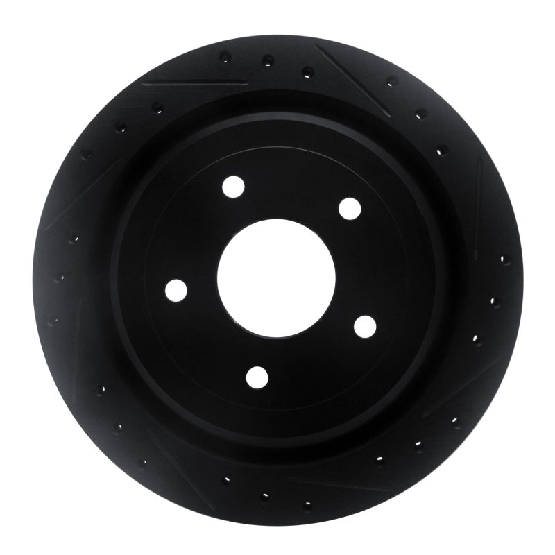 R1 97-13 Cadillac XLR Rear Right Drilled & Slotted Black Brake Rotor