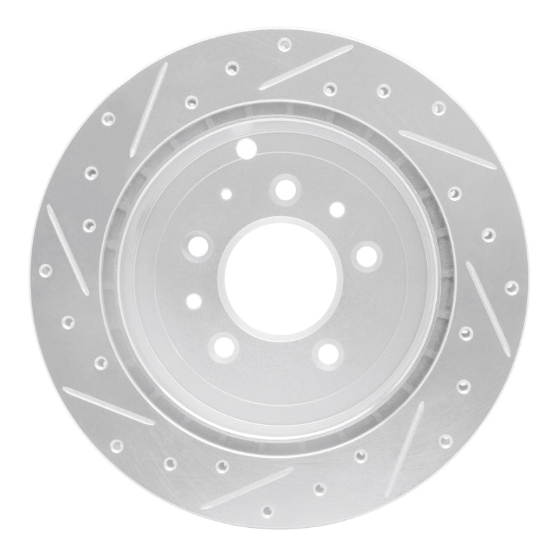 R1 07-12 Ford Edge Rear Right Drilled & Slotted Silver Brake Rotor