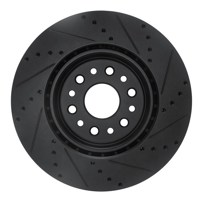 R1 19-25 Ram 1500 Front Left Drilled & Slotted Black Brake Rotor