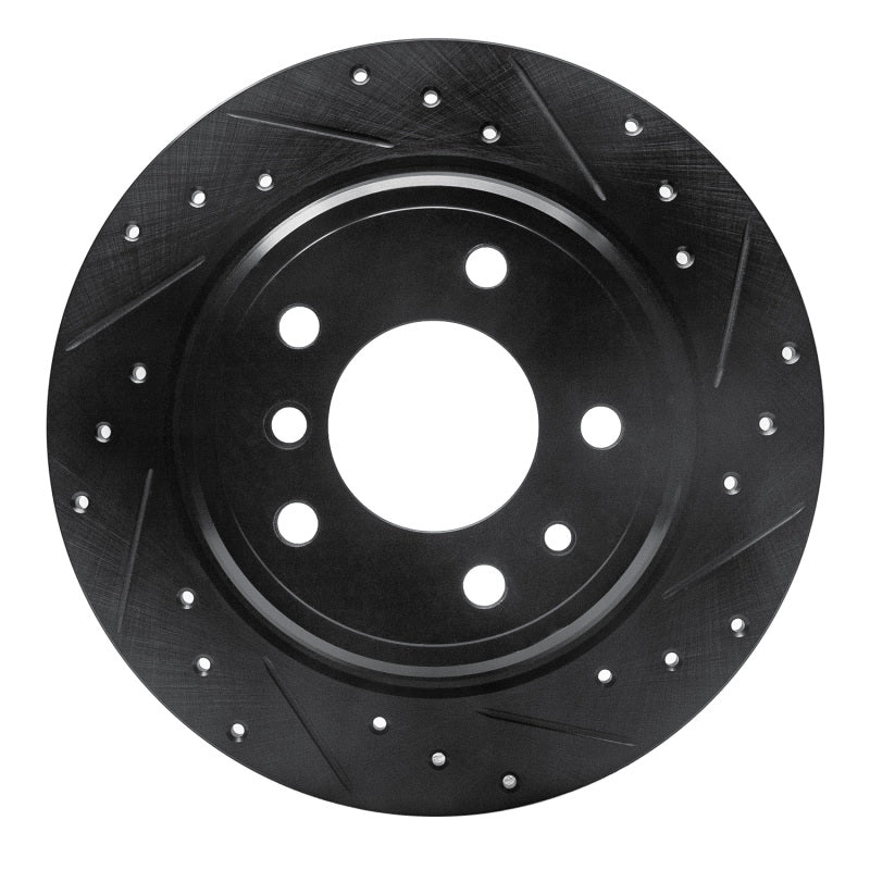 R1 89-95 BMW 525I (USA/Canada) Rear Right Drilled & Slotted Black Brake Rotor
