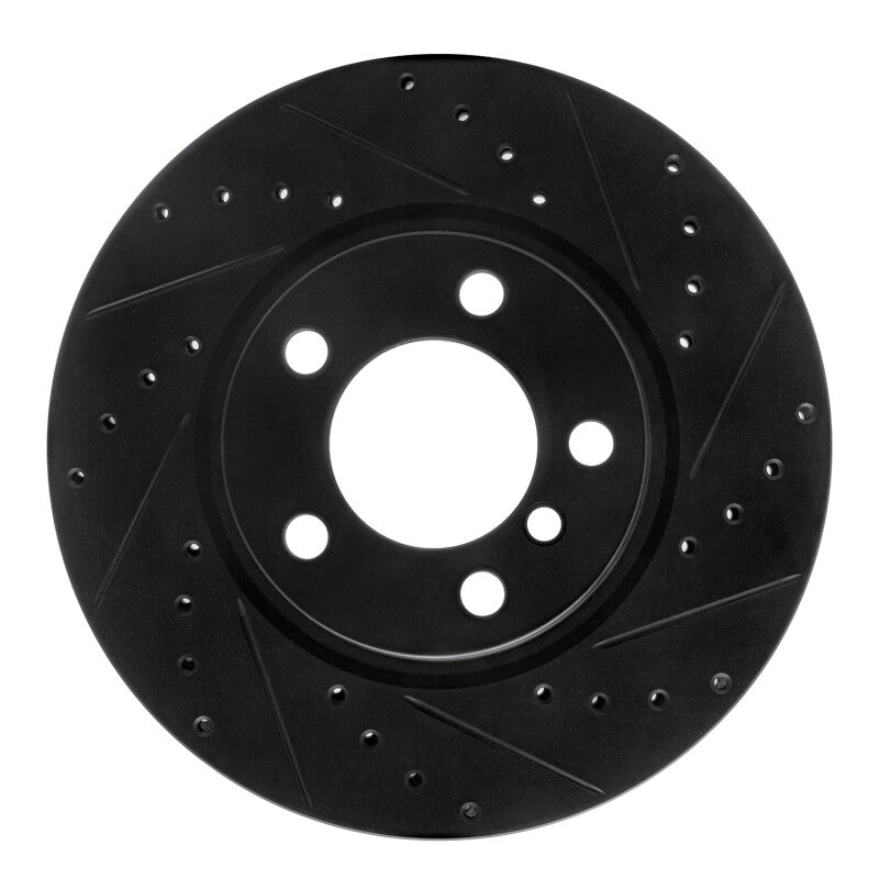 R1 11-16 Mini Cooper Paceman Front Right Drilled & Slotted Black Brake Rotor
