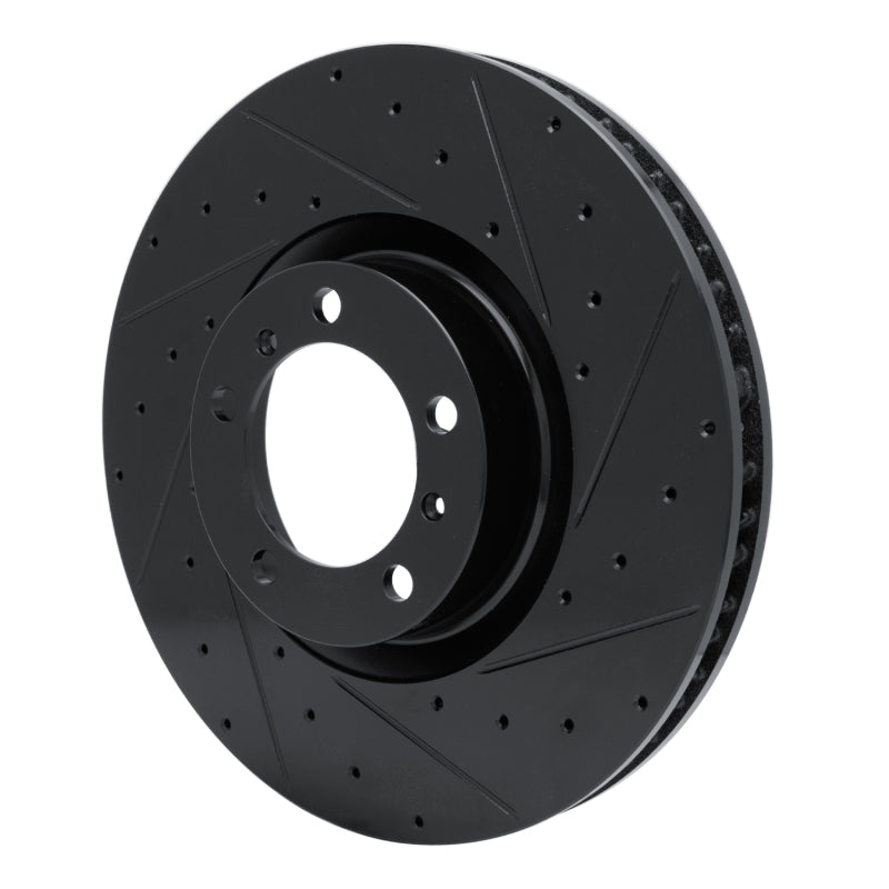 R1 10-24 Audi RS e-Tron GT Right Front Drilled & Slotted Black Brake Rotor
