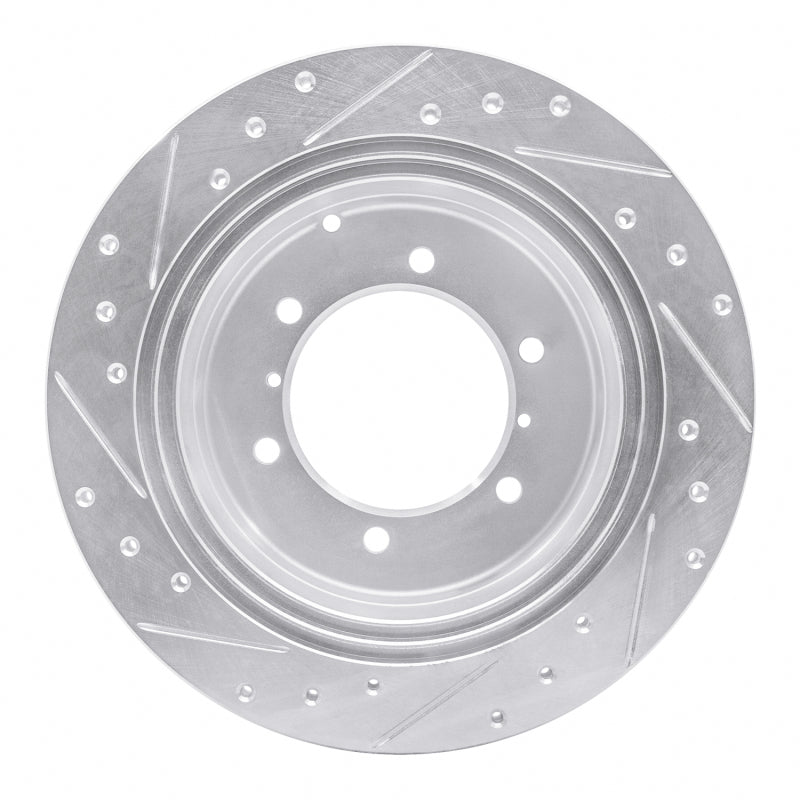R1 90-04 Mitsubishi Montero Rear Right Drilled & Slotted Silver Brake Rotor