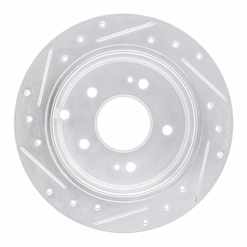 R1 04-12 Mitsubishi Eclipse Rear Right Drilled & Slotted Silver Brake Rotor