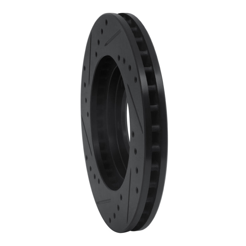 R1 98-15 Nissan NP300 (Mexico) Front Right Drilled & Slotted Black Brake Rotor