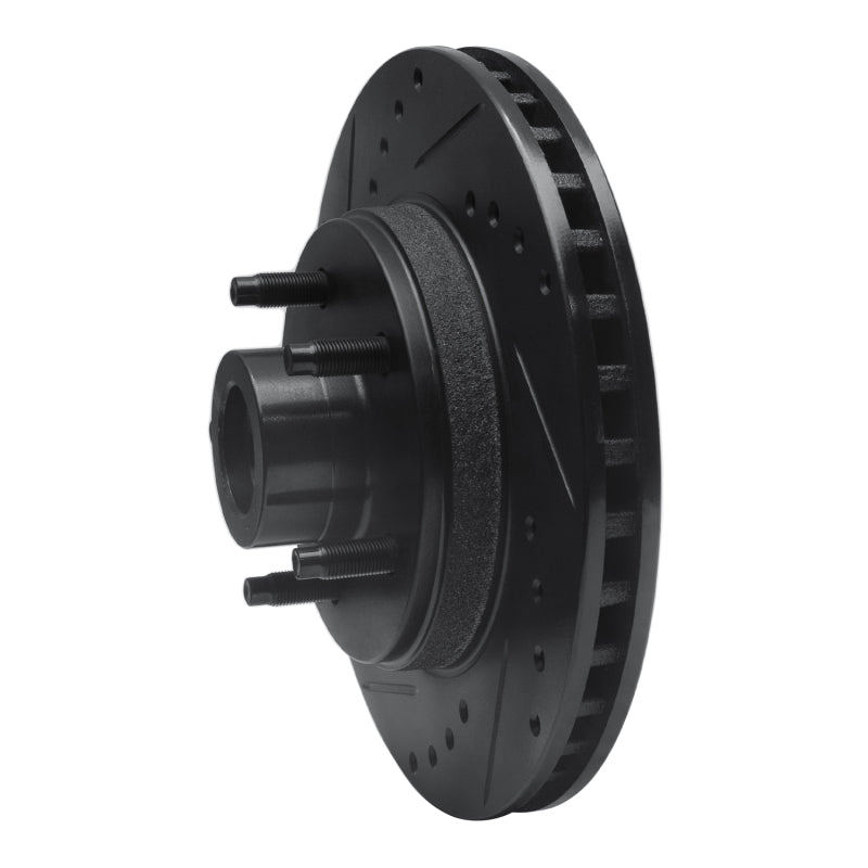 R1 87-92 Lincoln Mark VII Front Left Drilled & Slotted Black Brake Rotor