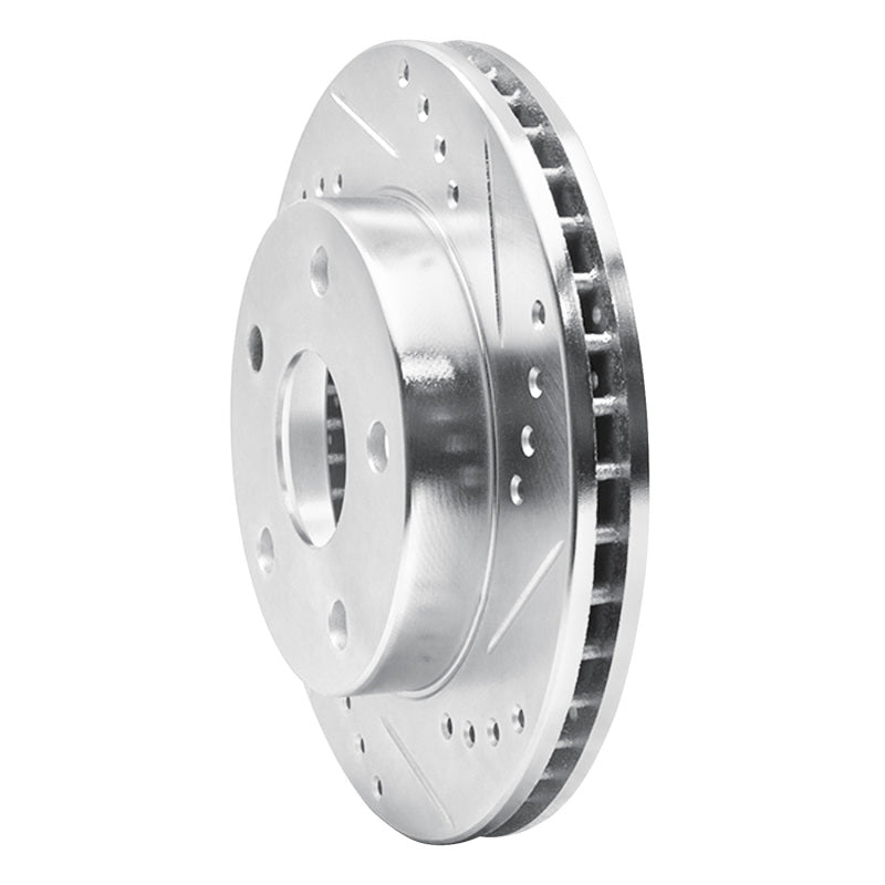 R1 91-94 Toyota Previa Front Right Drilled & Slotted Silver Brake Rotor