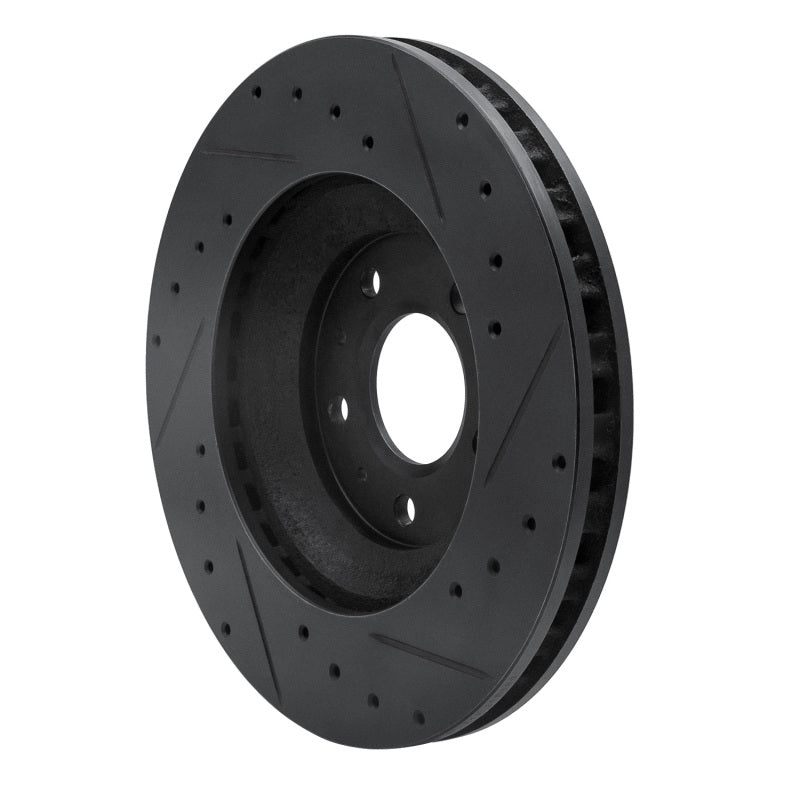 R1 04-08 Cadillac CTS Front Left Drilled & Slotted Black Brake Rotor