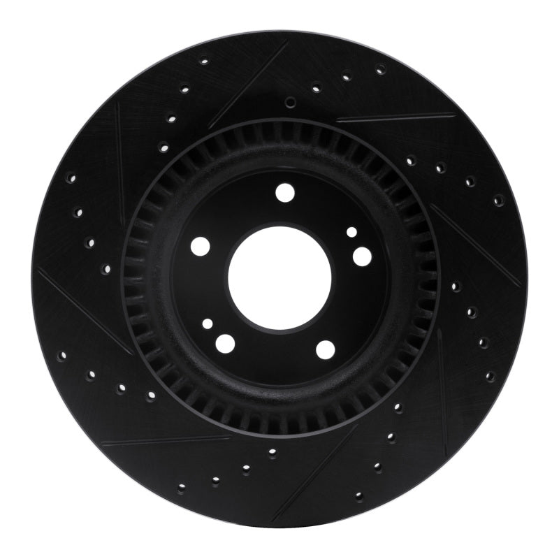 R1 11-25 Hyundai Tucson Front Right Drilled & Slotted Black Brake Rotor