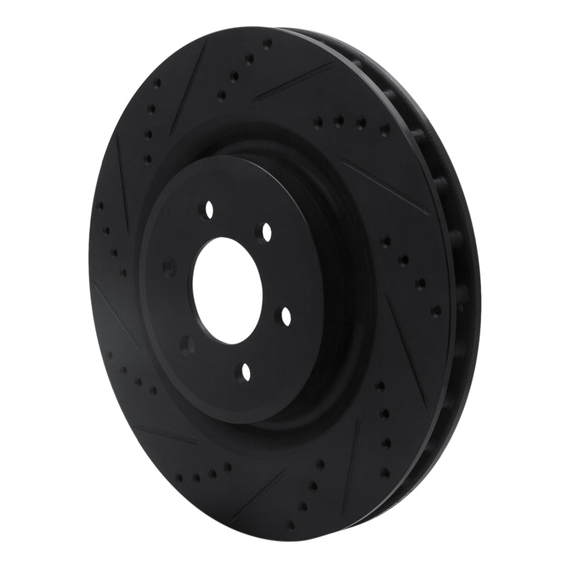 R1 03-17 Dodge Viper Rear Left Drilled & Slotted Black Brake Rotor