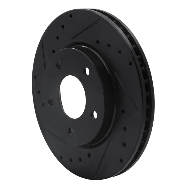 R1 07-17 Dodge CALIBER Front Left Drilled & Slotted Black Brake Rotor