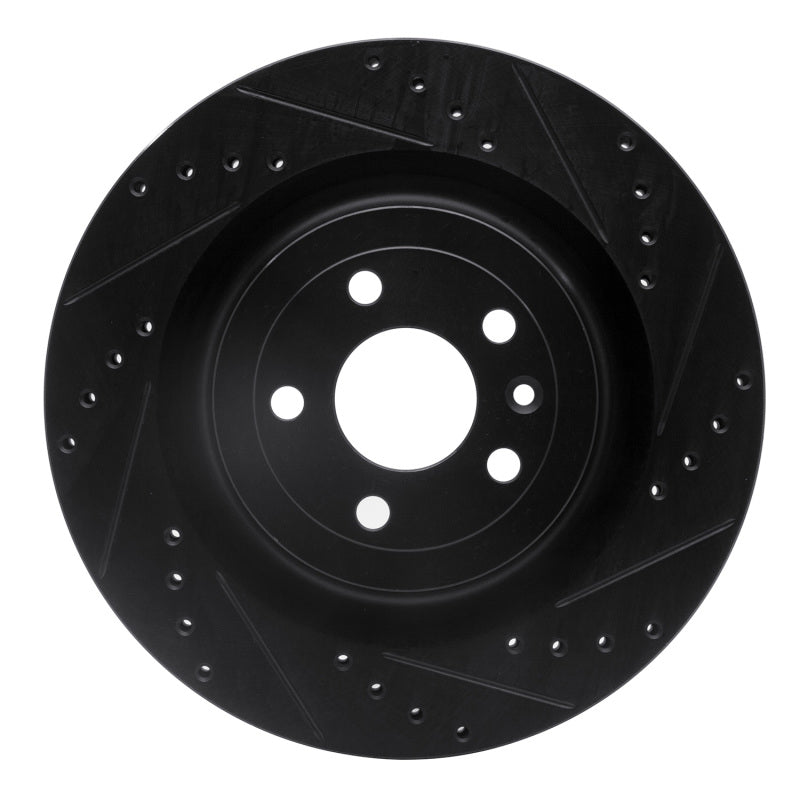 R1 13-19 Ford Flex Front Right Drilled & Slotted Black Brake Rotor