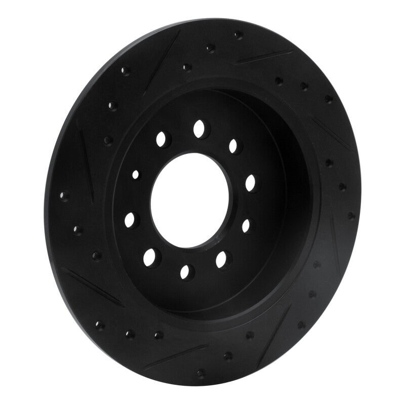 R1 07-08 Hyundai Tiburon Rear Right Drilled & Slotted Black Brake Rotor
