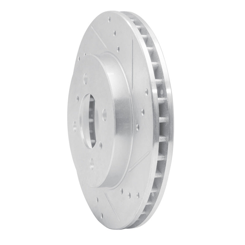 R1 98-07 Mitsubishi Lancer Front Right Drilled & Slotted Silver Brake Rotor