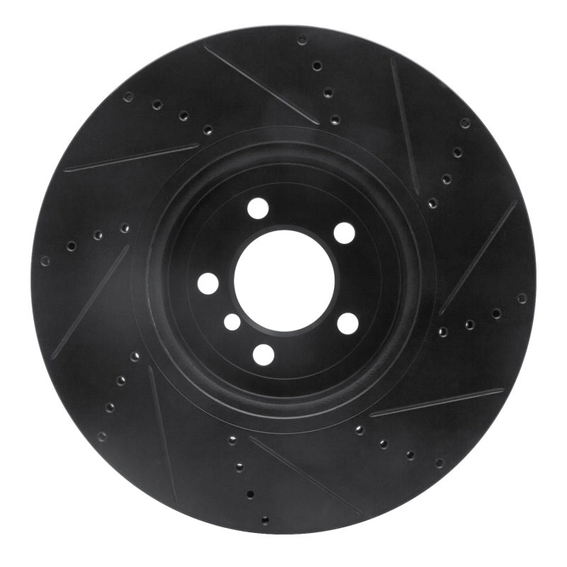 R1 13-20 BMW 440I Gran Coupe Front Left Drilled & Slotted Black Brake Rotor