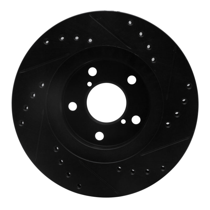 R1 90-01 Subaru Impreza Front Left Drilled & Slotted Black Brake Rotor