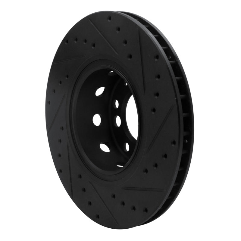 R1 91-93 BMW M5 Front Left Drilled & Slotted Black Brake Rotor