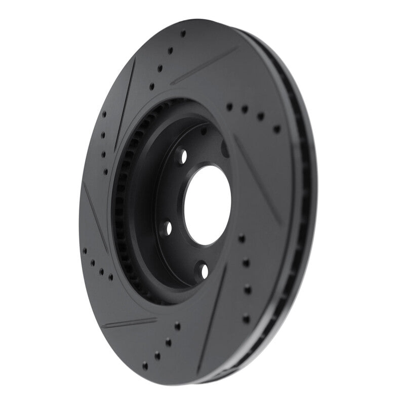 R1 19-25 Mazda CX-30 Front Right Drilled & Slotted Black Brake Rotor