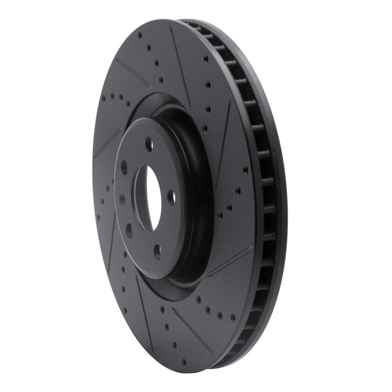 R1 12-18 Audi A8 Front Right Drilled & Slotted Black Brake Rotor