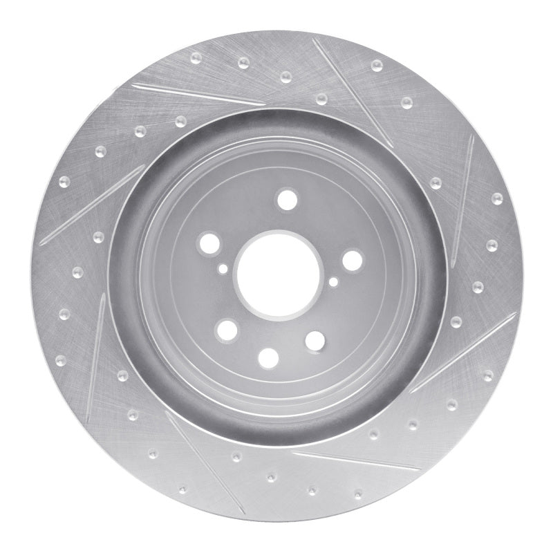 R1 15-22 Lexus RC F Left Rear Drilled & Slotted Silver Brake Rotor