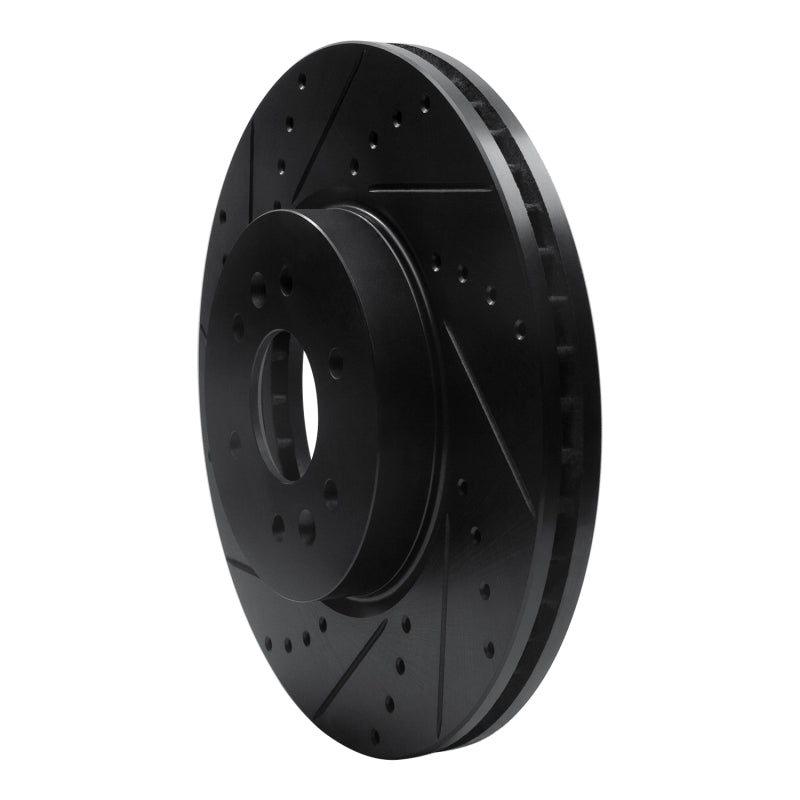 R1 09-10 Kia BORREGO Front Left Drilled & Slotted Black Brake Rotor