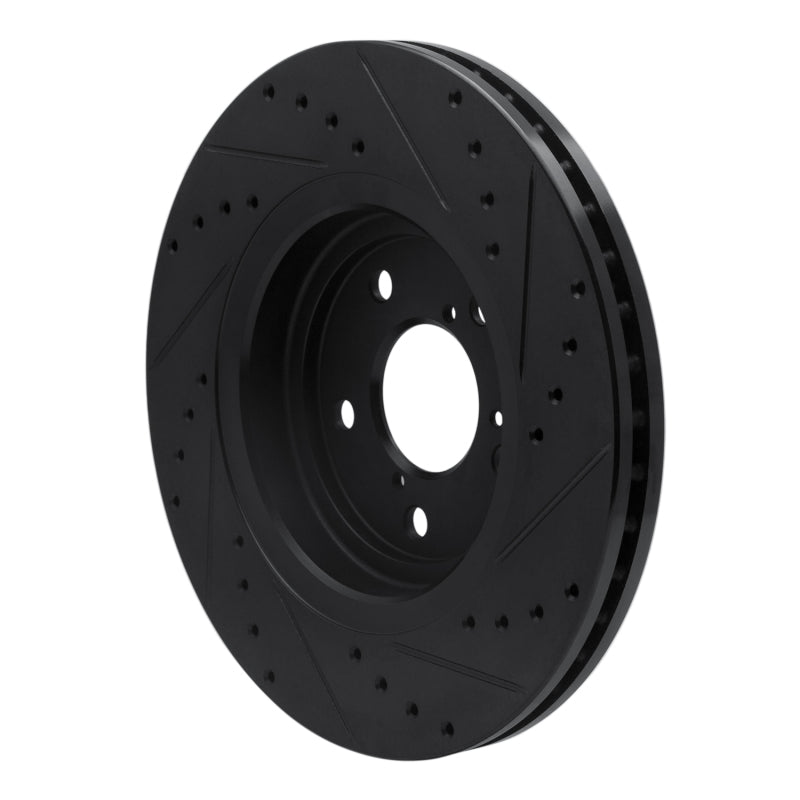 R1 17-20 Acura MDX Front Left Drilled & Slotted Black Brake Rotor