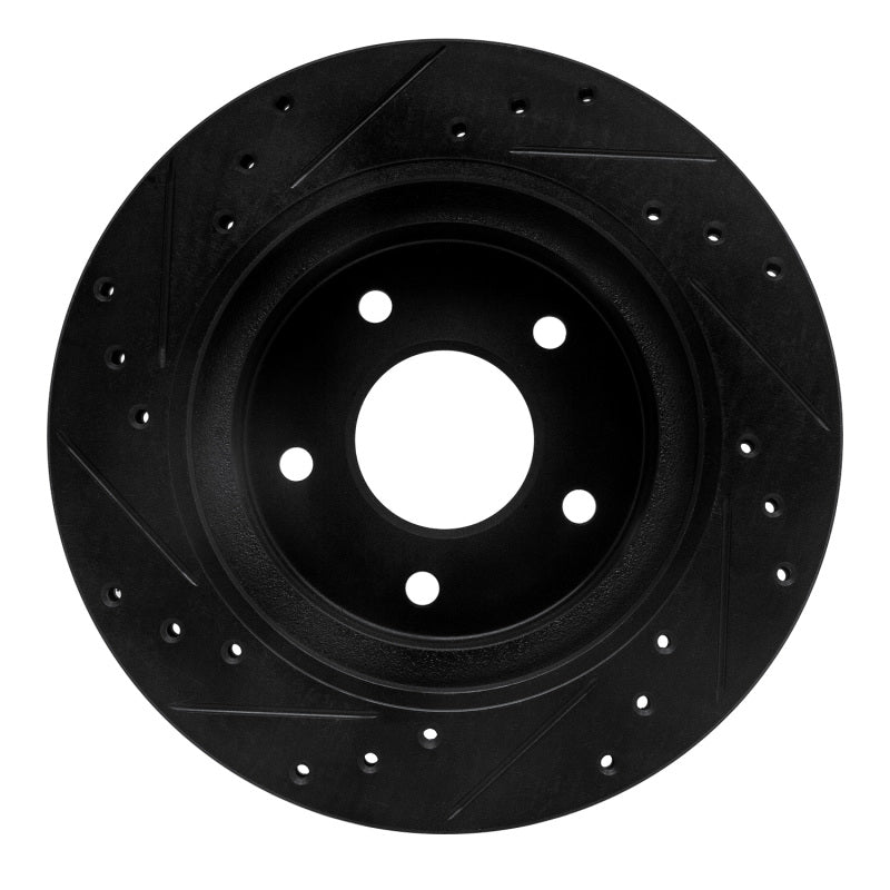R1 87-89 Nissan 300ZX Turbo Rear Right Drilled & Slotted Black Brake Rotor