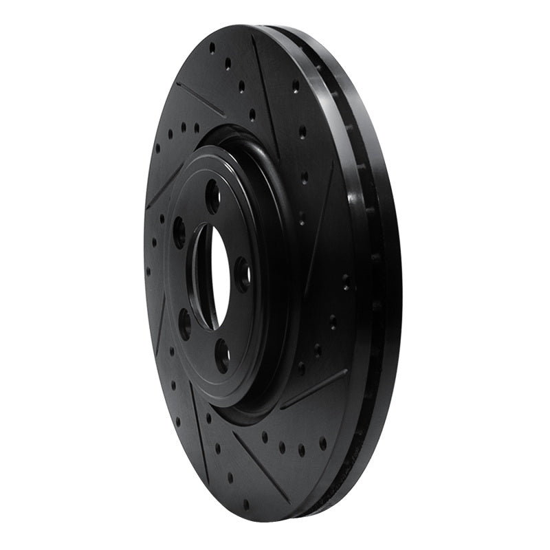 R1 06-10 Jaguar XK Front Right Drilled & Slotted Black Brake Rotor