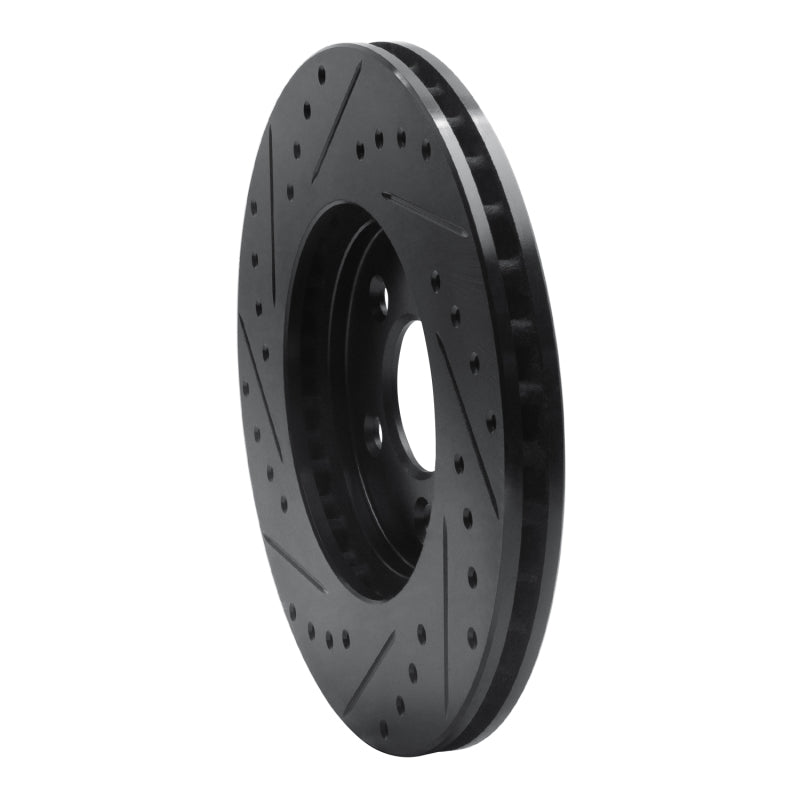 R1 95-06 Chrysler CIRRUS Front Right Drilled & Slotted Black Brake Rotor
