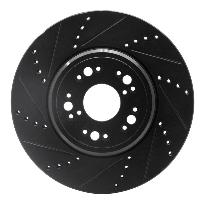 R1 95-00 Lexus LS400 Front Left Drilled & Slotted Black Brake Rotor