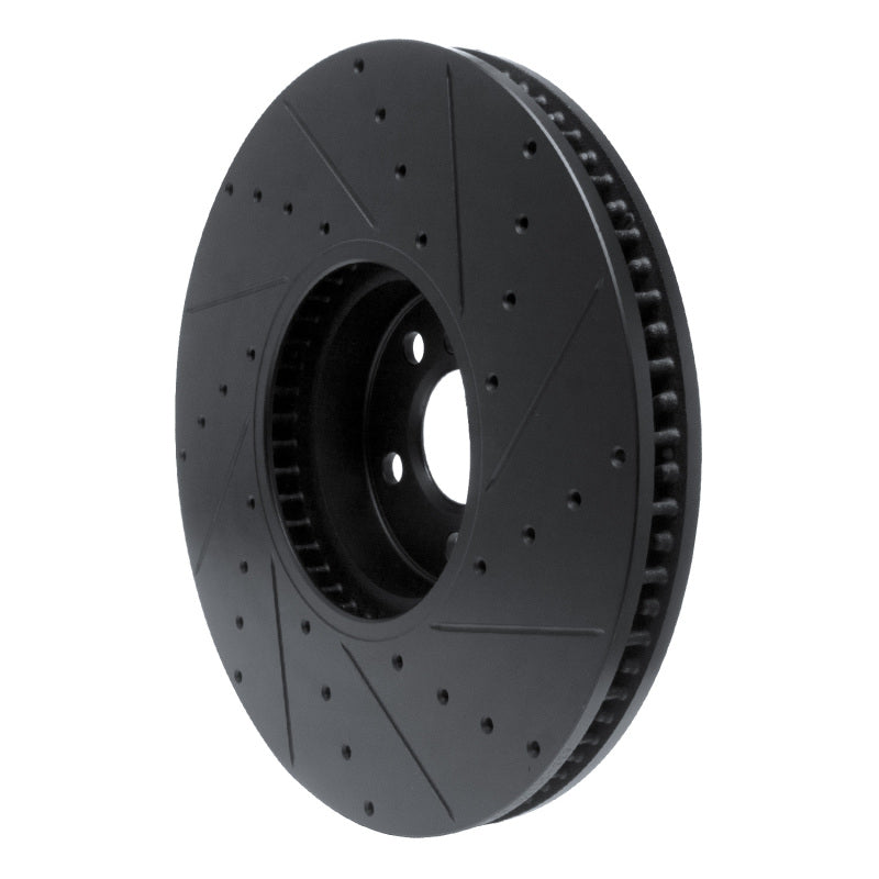 R1 16-25 BMW i5 Left Front Drilled & Slotted Black Brake Rotor