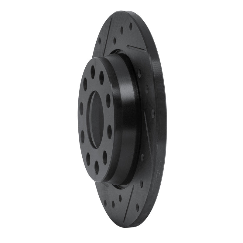R1 00-08 Audi A4 (USA/Canada) Rear Left Drilled & Slotted Black Brake Rotor