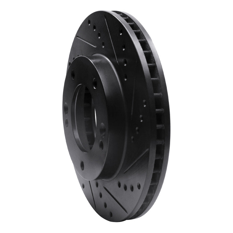 R1 03-06 Kia Sorento Front Right Drilled & Slotted Black Brake Rotor