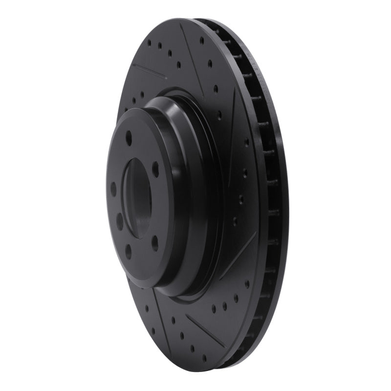 R1 07-15 BMW 335I Front Right Drilled & Slotted Black Brake Rotor