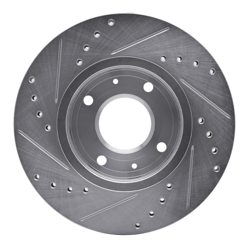 R1 00-04 Volvo V40 Front Right Drilled & Slotted Silver Brake Rotor