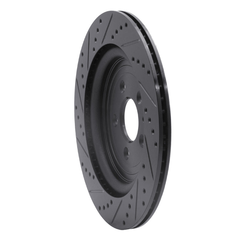 R1 13-19 Ford Flex Rear Right Drilled & Slotted Black Brake Rotor