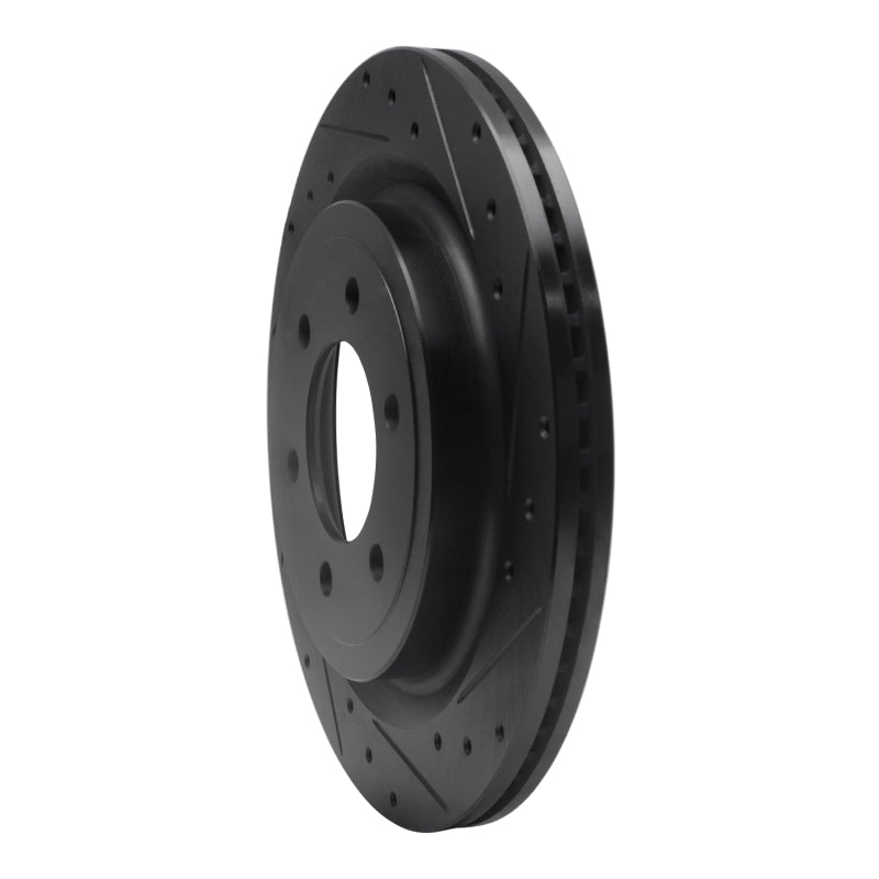 R1 21-25 Ford F-150 RWD Rear Right Drilled & Slotted Black Brake Rotor
