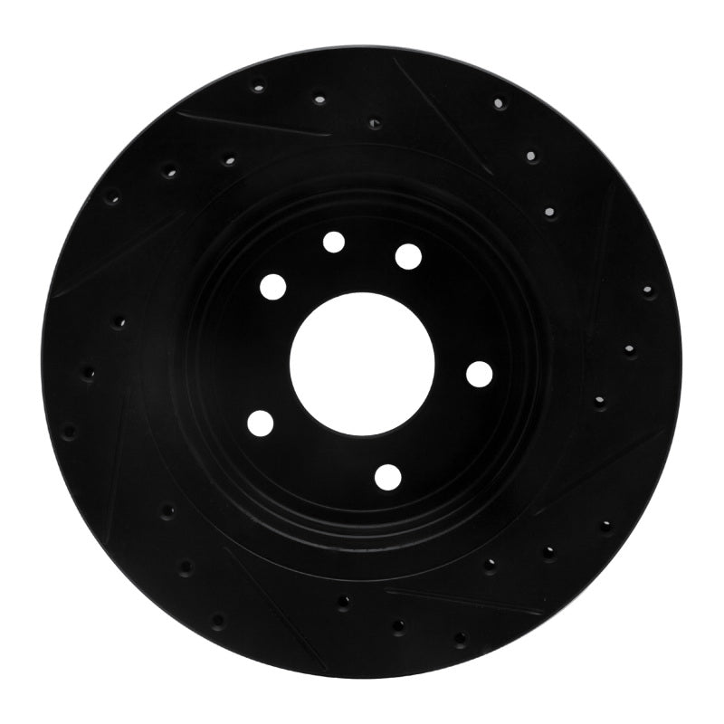 R1 95-06 Jaguar XJ8 Rear Left Drilled & Slotted Black Brake Rotor