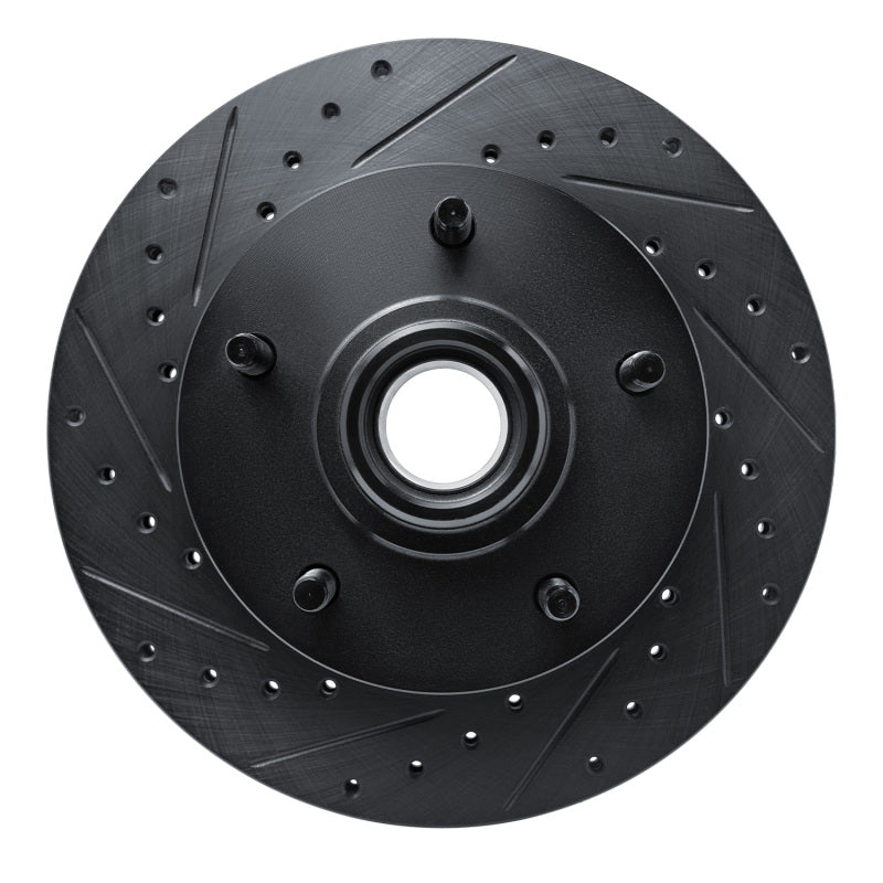 R1 94-01 Ford F-150 RWD Front Left Drilled & Slotted Black Brake Rotor