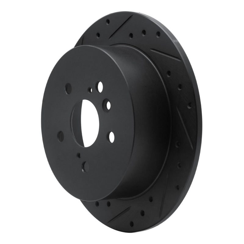 R1 09-15 Toyota Venza Rear Left Drilled & Slotted Black Brake Rotor