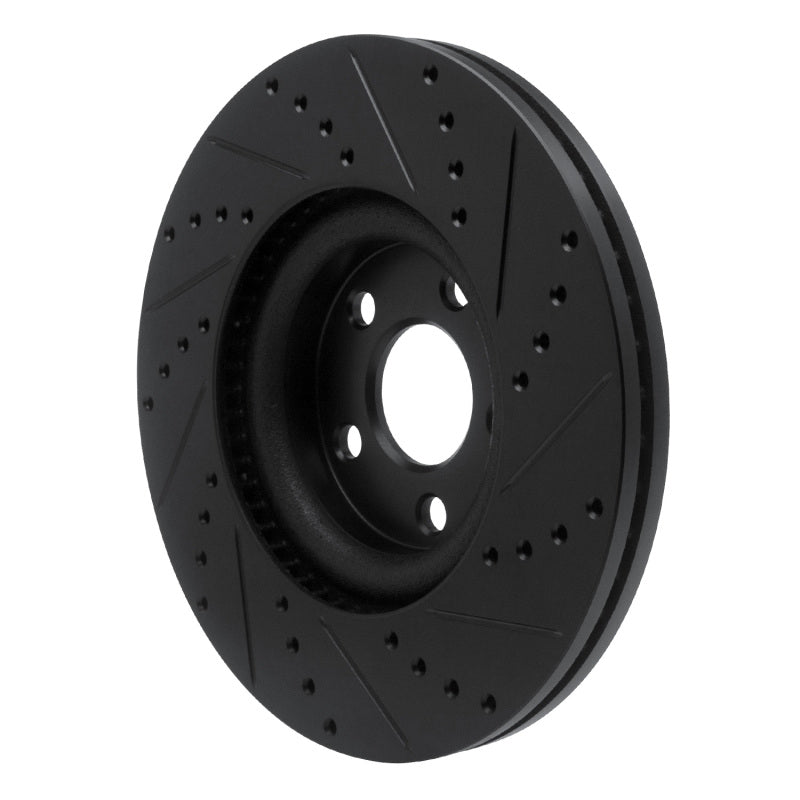 R1 17-20 Lincoln MKZ Front Left Drilled & Slotted Black Brake Rotor