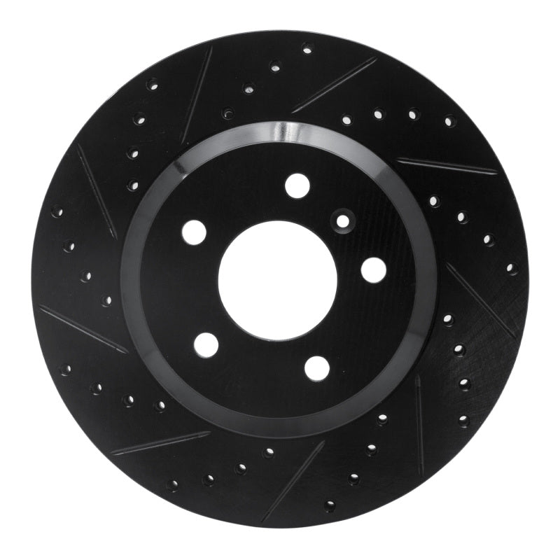 R1 06-16 Buick Lucerne Front Left Drilled & Slotted Black Brake Rotor