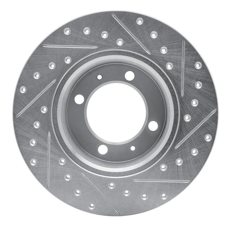R1 81-87 Saab 900 Front Left Drilled & Slotted Silver Brake Rotor